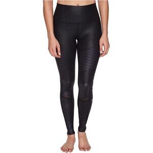Alo Sport Alo High Waisted Moto Leggings Black Performance/Black Glossy - Md 28